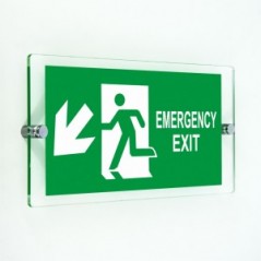 Scritta Emergency exit sinistra basso in plexiglass trasparenti da parete