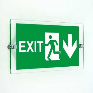 Scritta Exit basso in plexiglass trasparenti da parete