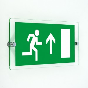 Uscita d'emergenza con porta alto in plexiglass trasparenti da parete