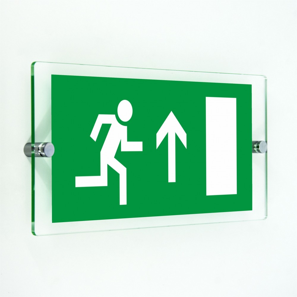 Uscita d'emergenza con porta alto in plexiglass trasparenti da parete