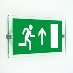 Uscita d'emergenza con porta alto in plexiglass trasparenti da parete