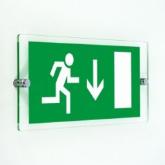 Uscita d'emergenza con porta basso in plexiglass trasparenti da parete