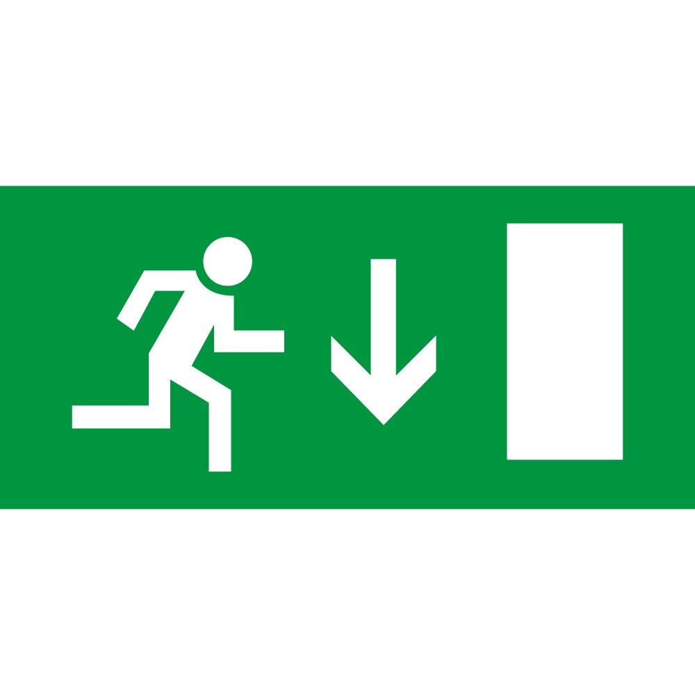 ADESIVO SEGNALETICA SICUREZZA uscita d'emergenza in basso 100x120 mm ADESIVO SEGNALETICA SICUREZZA uscita d'emergenza in basso 100x120 mm