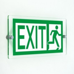 Uscita d'emergenza exit destra in plexiglass trasparenti da parete