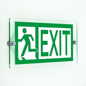 Uscita d'emergenza exit sinistra in plexiglass trasparenti da parete