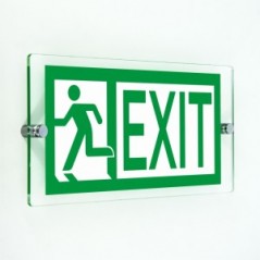 Uscita d'emergenza exit sinistra in plexiglass trasparenti da parete