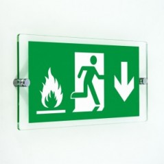 Uscita emergenza con fiamme basso in plexiglass trasparenti da parete