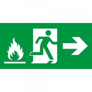 Uscita emergenza con fiamme destra in plexiglass trasparenti da parete