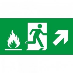Uscita emergenza con fiamme destra alto in plexiglass trasparenti da parete