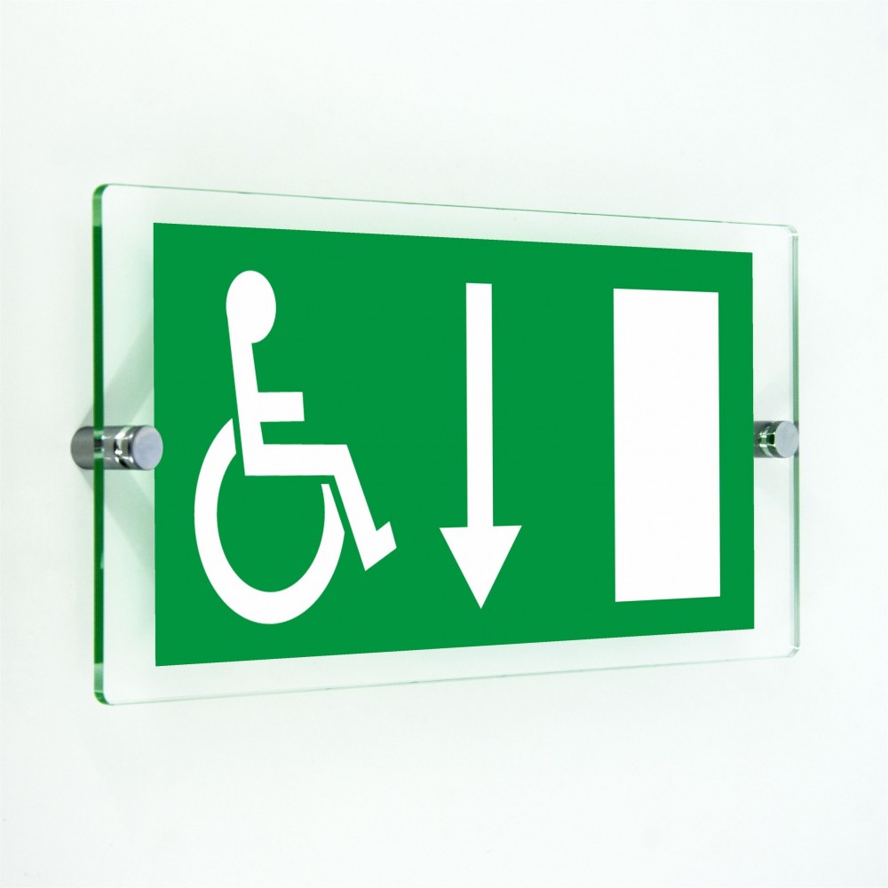 Uscita emergenza disabile basso in plexiglass trasparenti da parete