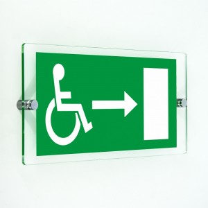 Uscita emergenza disabile destra in plexiglass trasparenti da parete