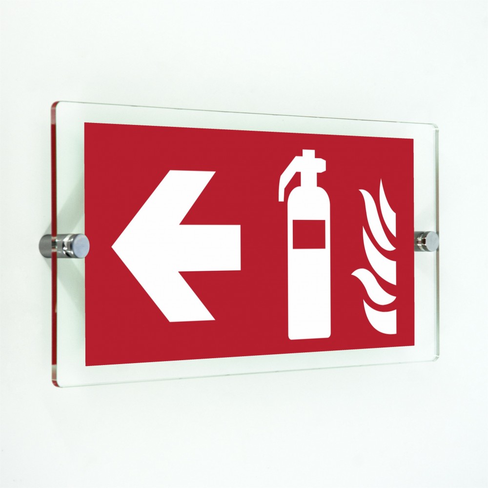 Estintore sinistra in plexiglass trasparenti da parete