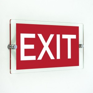 Scritta Exit in plexiglass trasparenti da parete