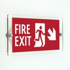 Scritta Fire exit destra basso in plexiglass trasparenti da parete