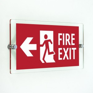 Scritta Fire exit sinistra in plexiglass trasparenti da parete