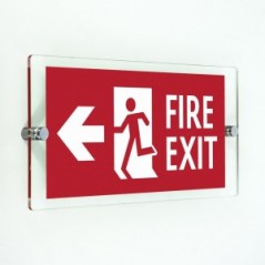 Scritta Fire exit sinistra in plexiglass trasparenti da parete