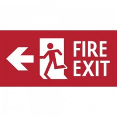 Scritta Fire exit sinistra in plexiglass trasparenti da parete