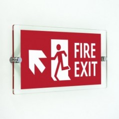 Scritta Fire exit sinistra alto in plexiglass trasparenti da parete