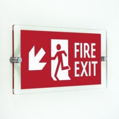 Scritta Fire exit sinistra basso in plexiglass trasparenti da parete