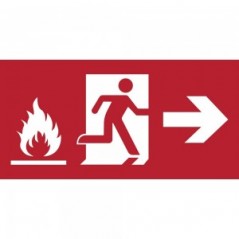 Uscita antincendio con fiamme destra in plexiglass trasparenti da parete