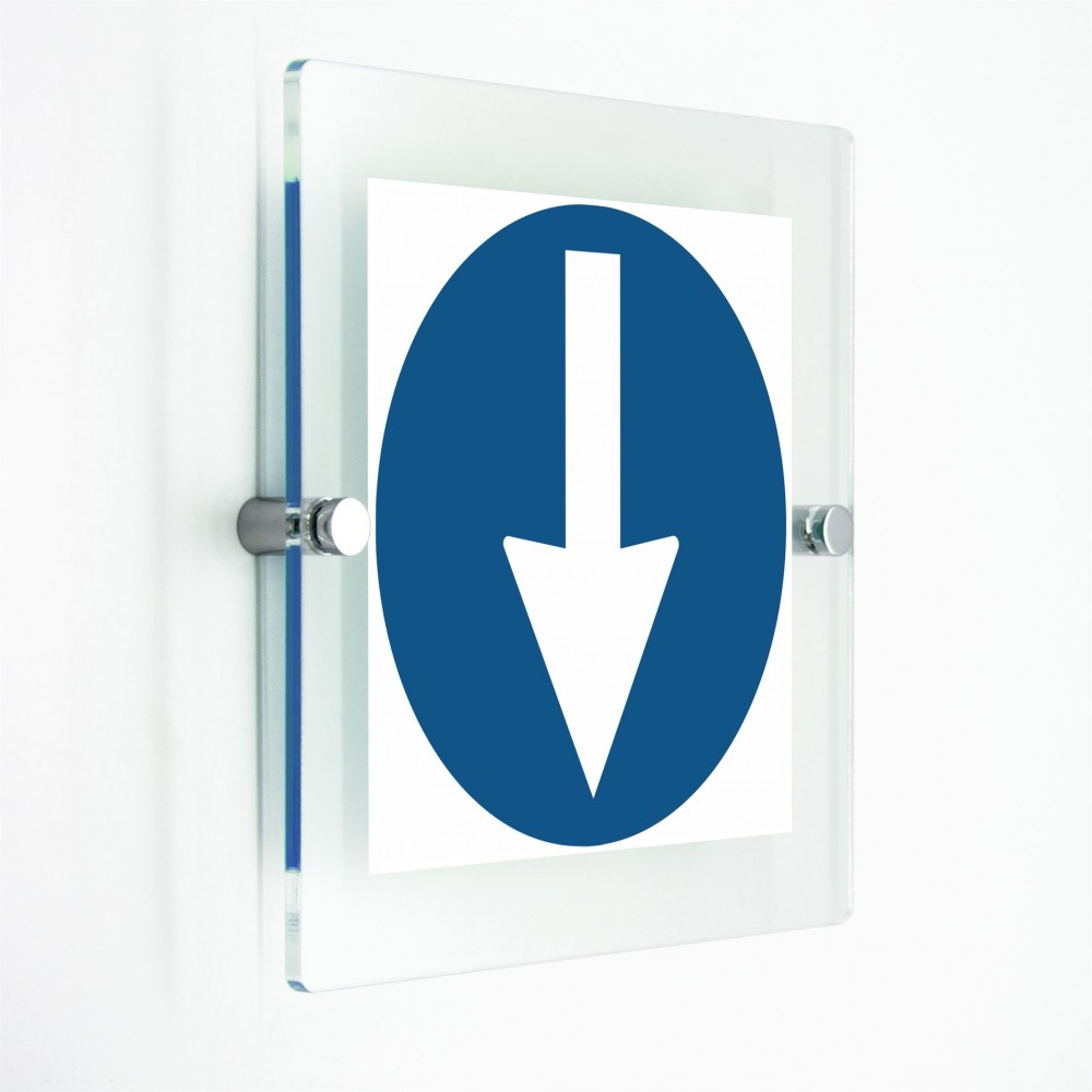 Freccia basso in plexiglass trasparenti da parete