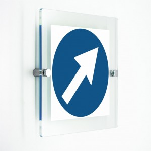 Freccia destra alto in plexiglass trasparenti da parete