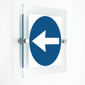 Freccia sinistra in plexiglass trasparenti da parete