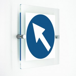 Freccia sinistra alto in plexiglass trasparenti da parete
