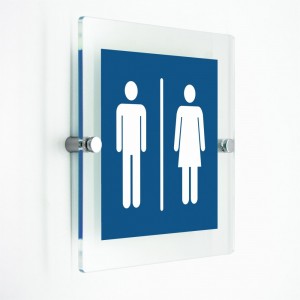 Toilette uomini e donne in plexiglass trasparenti da parete