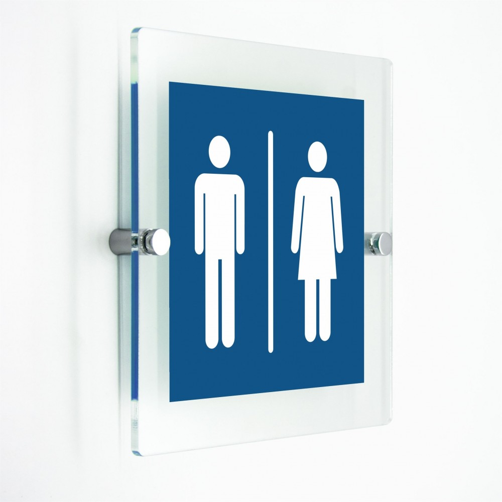 Toilette uomini e donne in plexiglass trasparenti da parete