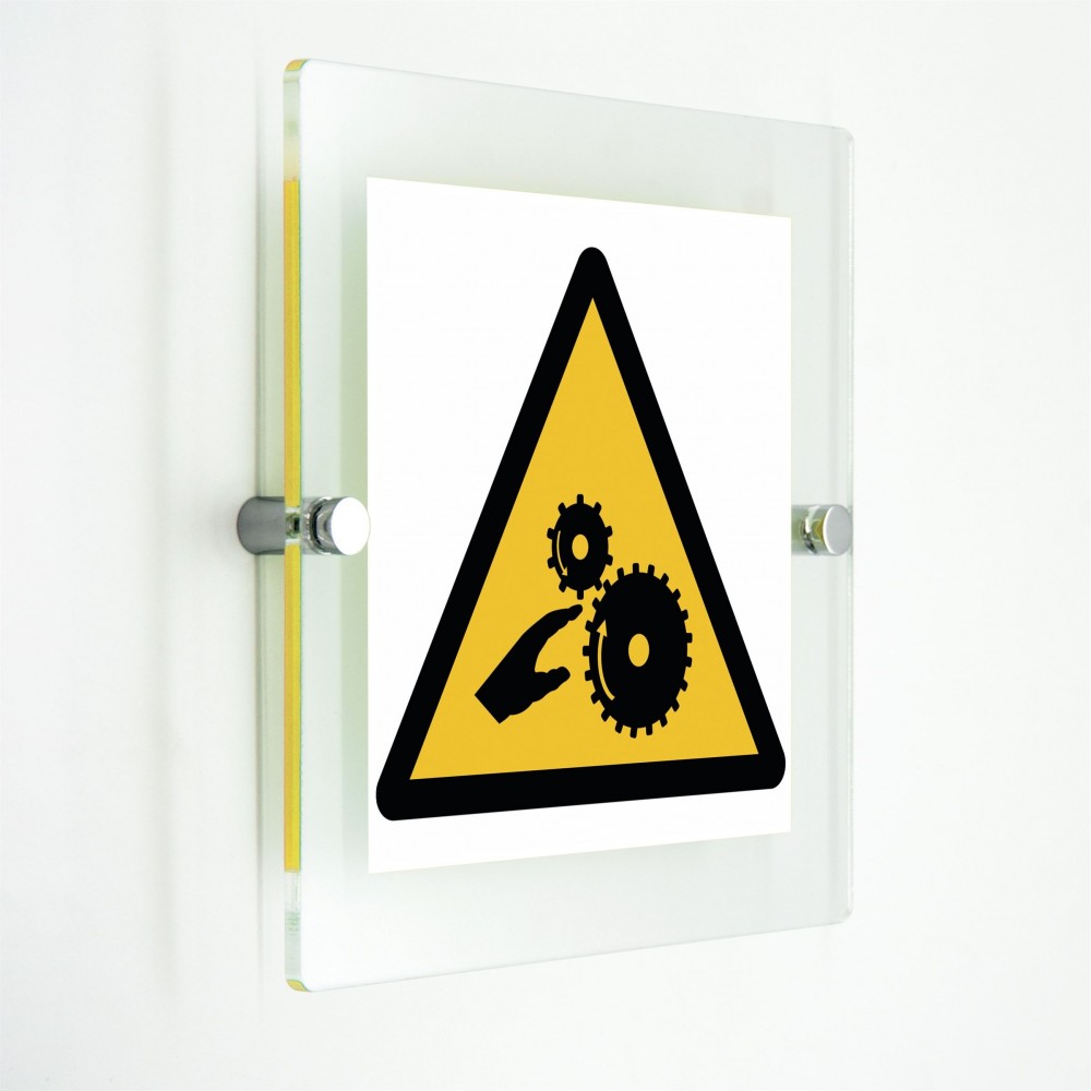 Pericolo di schiacciamento rulli dentati in plexiglass trasparenti da parete