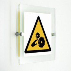 Pericolo di schiacciamento rulli dentati in plexiglass trasparenti da parete