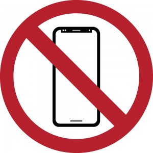 Vietato l'uso dei cellulari smartphone in plexiglass trasparenti da parete