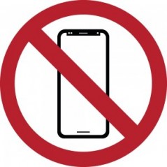 Vietato l'uso dei cellulari smartphone in plexiglass trasparenti da parete