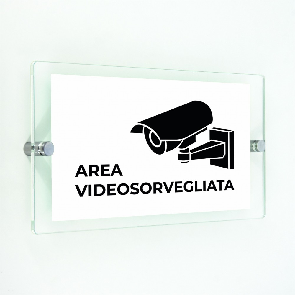 Area videosorvegliata v1 in plexiglass trasparenti da parete