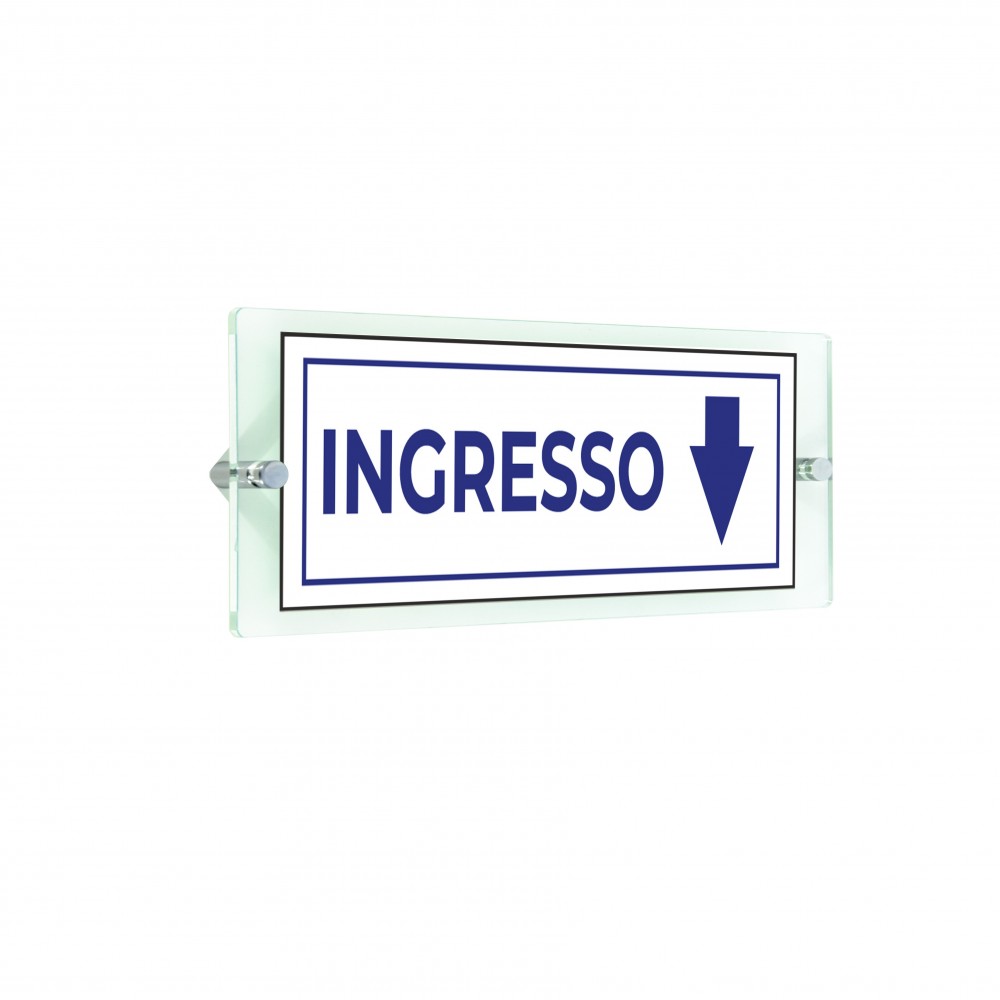Ingresso freccia basso v4 in plexiglass trasparenti da parete
