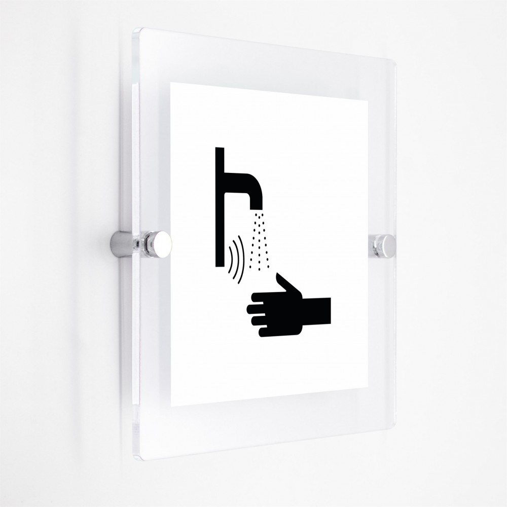 Lavandino con sensore in plexiglass trasparenti da parete