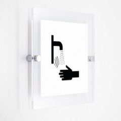 Lavandino con sensore in plexiglass trasparenti da parete