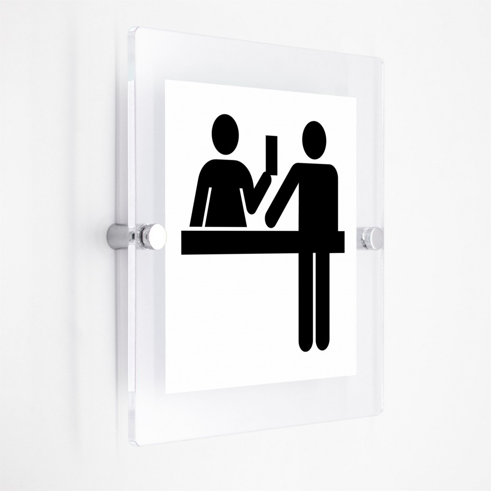 Reception v1 in plexiglass trasparenti da parete