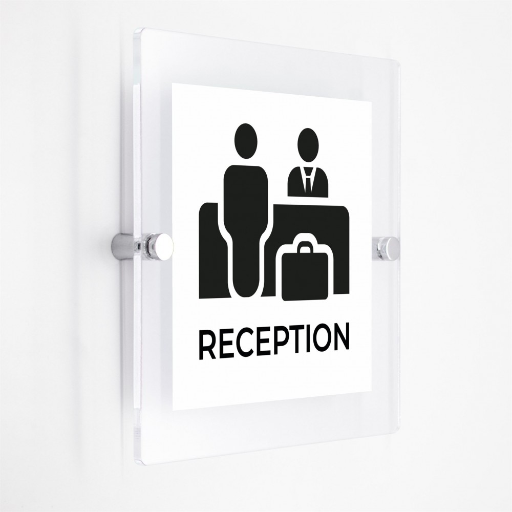 Reception v8 in plexiglass trasparenti da parete