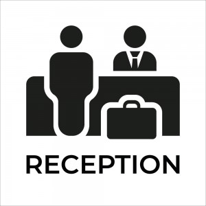 Reception v8 in plexiglass trasparenti da parete