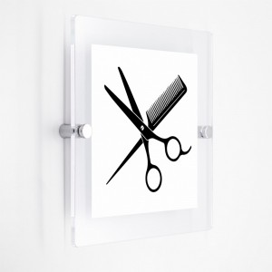 Salone barba e capelli v1 in plexiglass trasparenti da parete