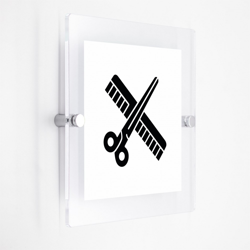 Salone barba e capelli v2 in plexiglass trasparenti da parete