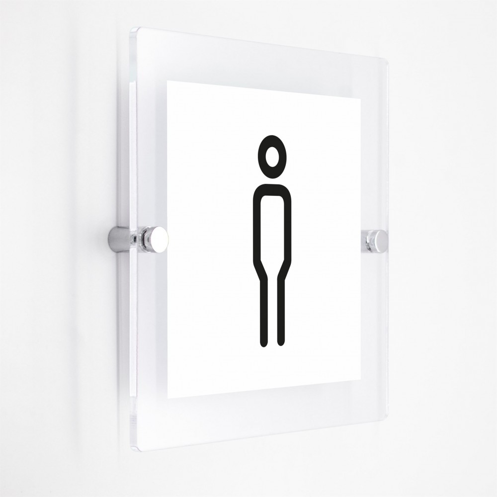 Toilette uomini v3 in plexiglass trasparenti da parete