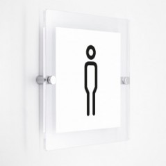 Toilette uomini v3 in plexiglass trasparenti da parete