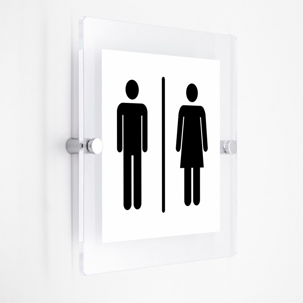 Toilette uomini donne v1 in plexiglass trasparenti da parete