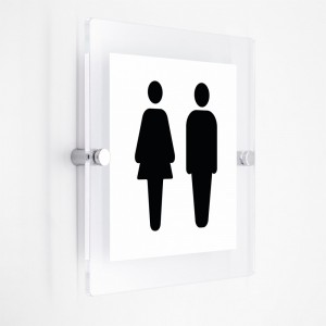 Toilette uomini donne v2 in plexiglass trasparenti da parete