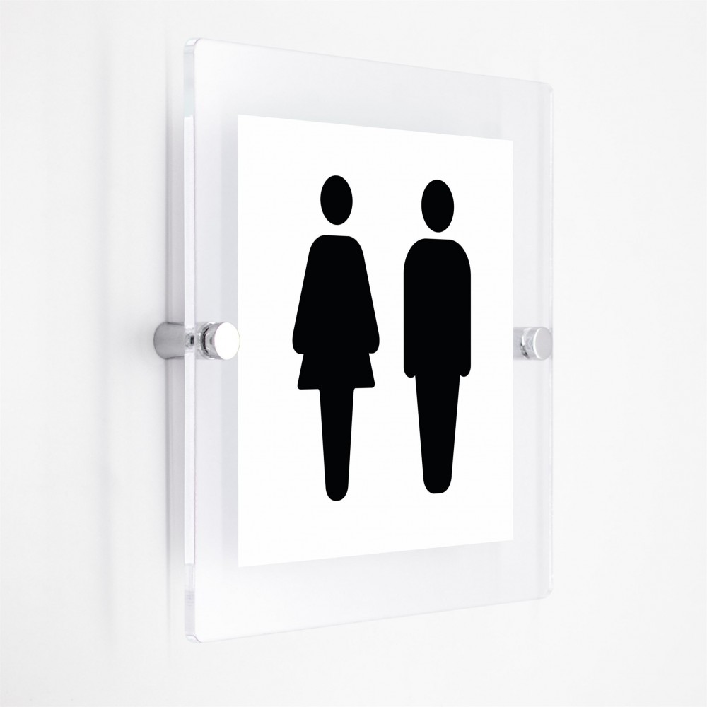 Toilette uomini donne v2 in plexiglass trasparenti da parete