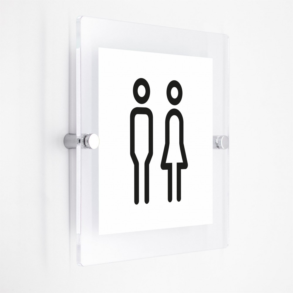 Toilette uomini donne v3 in plexiglass trasparenti da parete