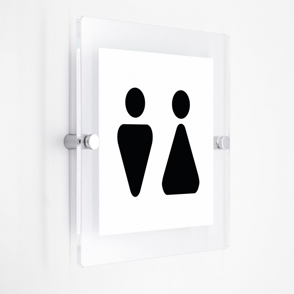 Toilette uomini donne v4 in plexiglass trasparenti da parete